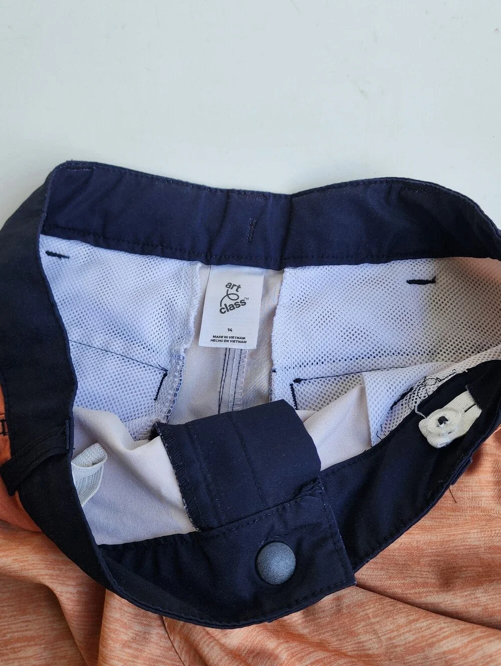 Lot Of 2 Art Class Boys Teal Blue Orange Swim Trunks UPF 50+ Adjustable Waist 14